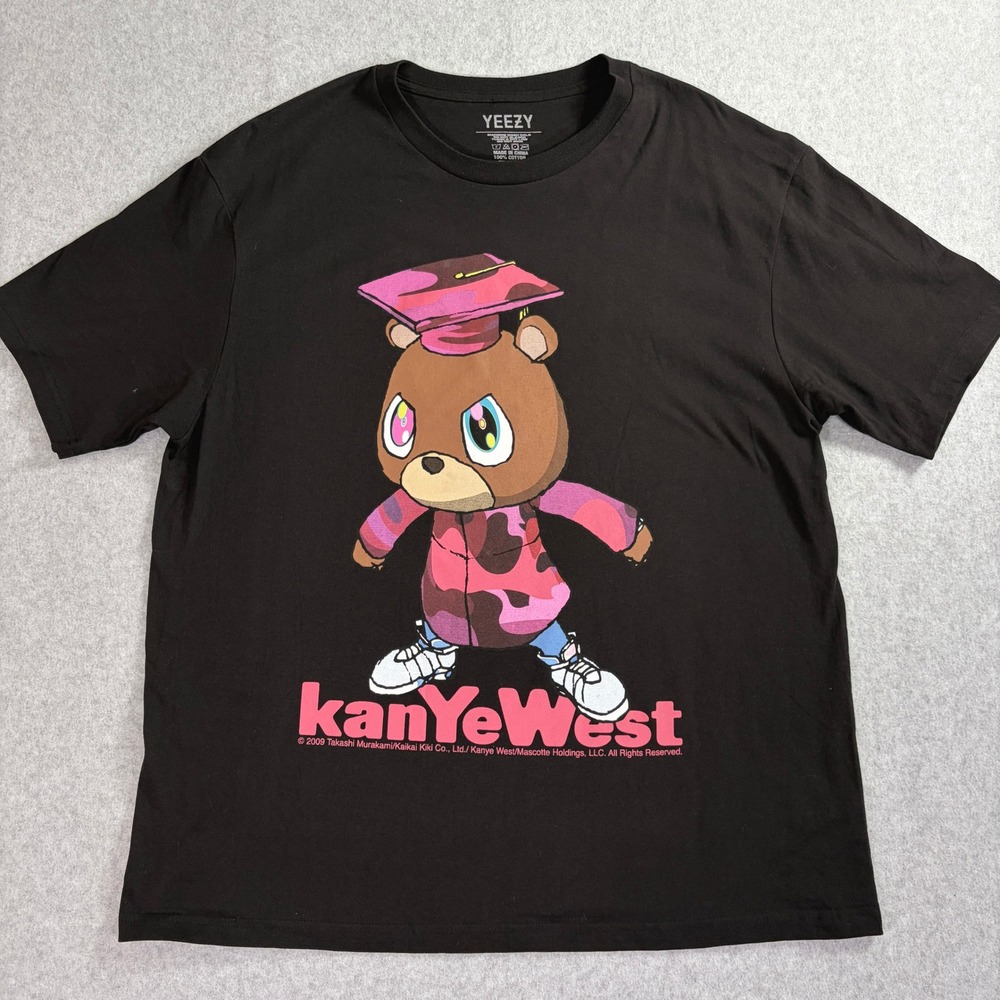 Yeezy Kanye West Graduation Bear Graphic T-Shirt Black Mens XL Murakami 2009